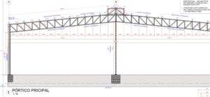 Projeto estrutural de pórtico metálico com treliça Pratt de 30 metros
